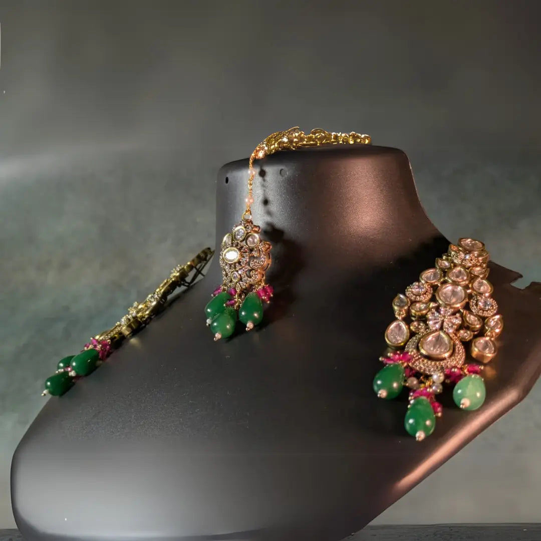 Classy Earrings, Necklace, Maang Teeka set for special events